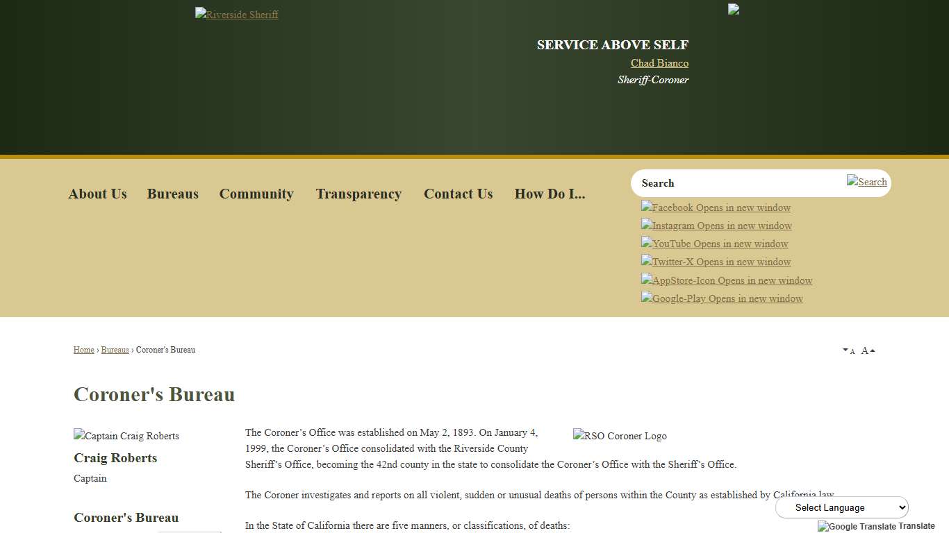 Coroner's Bureau | Riverside County Sheriff, CA